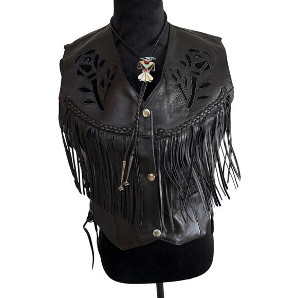 Vintage Zuni Peyote‎ Bird Bolo Tie Turquoise Coral Inlay Sterling Style - Picture 2 of 6